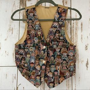 Vintage Vest, Kids Around the World pattern, No size tag, measures small